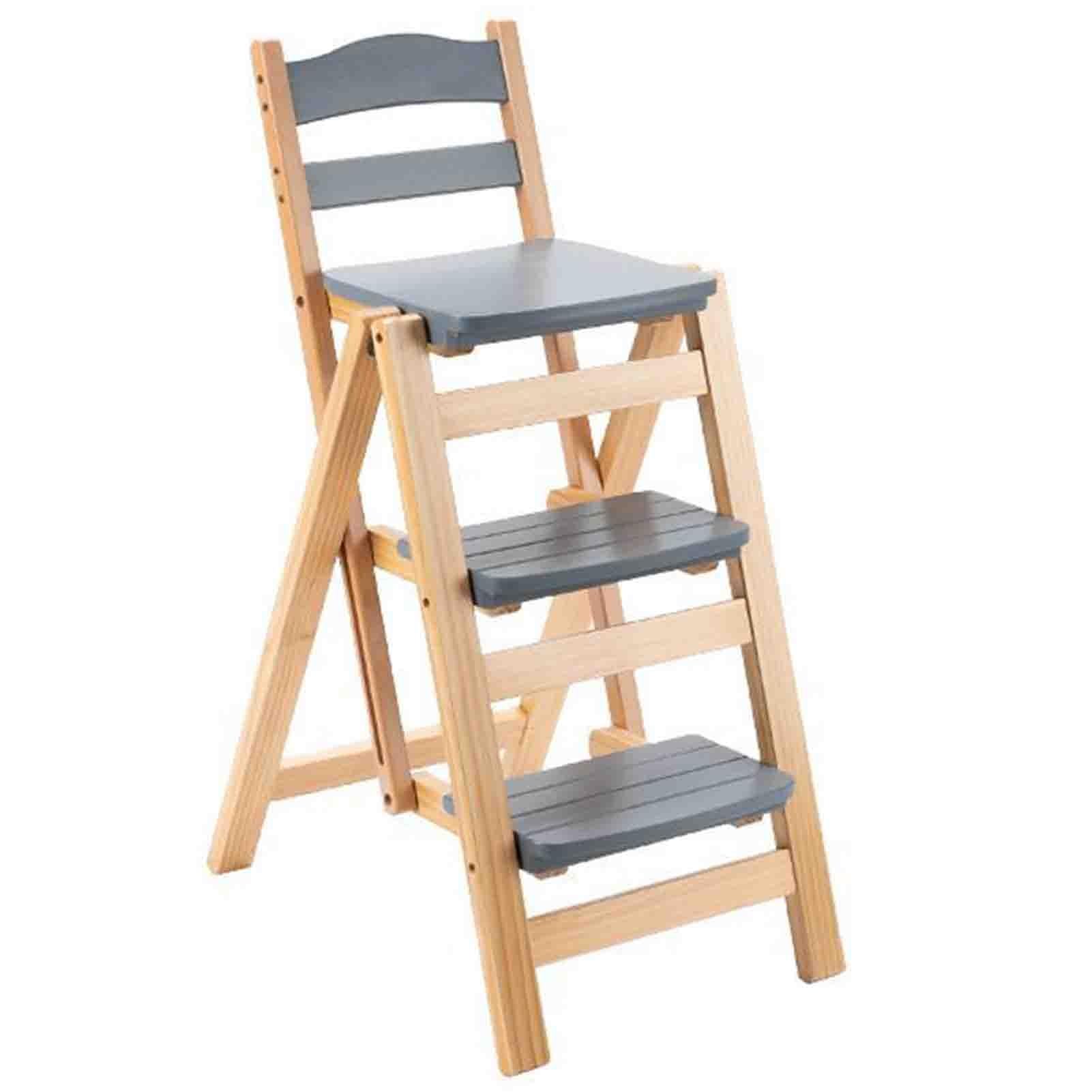 WQPMNYG Folding chair Deformable ladder and chair Multi-functional folding ladder and chair Wooden four ladder stool Household backrest chair Safe and environmentally friendly Does not hurt the hand