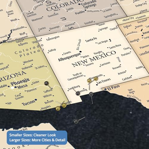 Image of IPIC - Vintage USA Travel Map, Pin Board Canvas Wall Art, Travel Map with Pins Included, Ready to Hang for Home or Office, 24x16 Inch