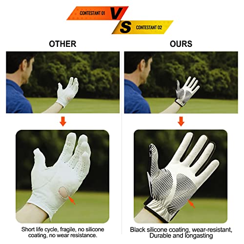 Acetho Men’s Golf Glove,Breathable Leather With Excellent Grip And Durable And Long-Lasting Golfing Glove Perfect For Adult-Ideal For Golfers Of All Levels #TOP3