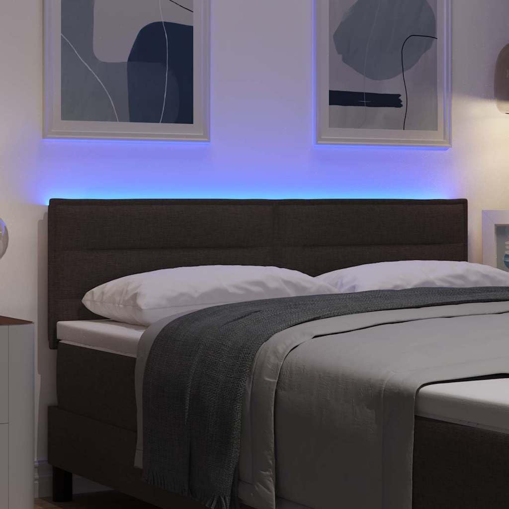 Tomostar Tête de lit à LED, Centre de lit Meuble de Chambre à Coucher Marron foncé 160 cm Polyester