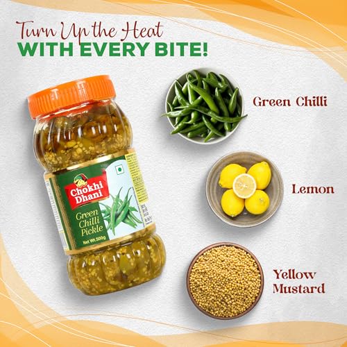 Image of Chokhi Dhani Green Chilli Pickle Pack of 2 (500g Each) | Hari Mirch Achar | Tangy & Spicy Indian Pickle | Traditional Homemade Style