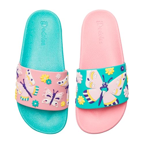 Dedoles Badeschuhe & Hausschuhe Damen Herren & Kinder Badesandalen lustige Designs Bücher Kaffee Party Pizza Fuchs Bär Lama Wolken Geschenk, Farbe: Süße Schmetterlinge, Gr.: 35 EU 1