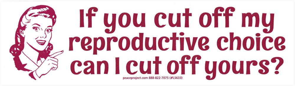 Peace Resource Project If You Cut Off My Reproductive Choice Pro-Choice Women Abortion Rights Large Car Bumper Sticker Laptop Decal 9.25-by-2.5 Inches