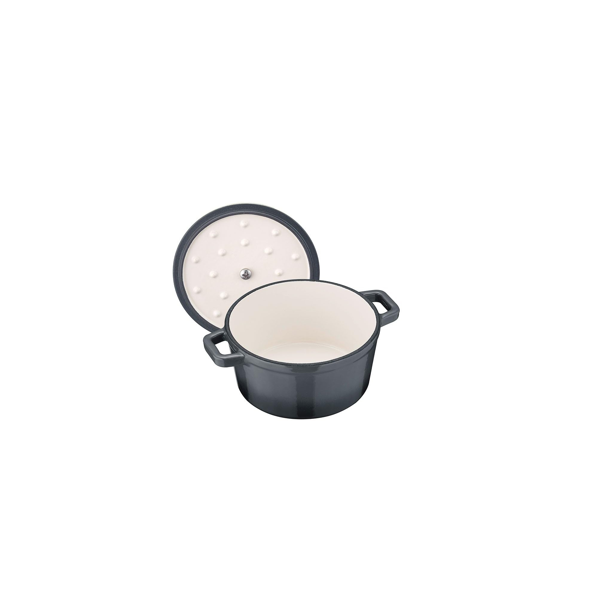 Berndes Serviertopf B.iron 0,75L mit Deckel - 14 cm - Gusseisen mit Emaillebeschichtung - Kochtopf zum Schmoren und Braten - Induktionsgeeignet - für alle Herdarten - Schwarz/Grau