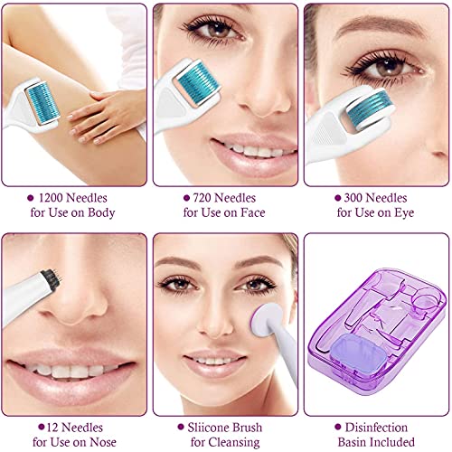 Dermaroller, Nivlan 6 in 1 Derma Roller Kit, Rullo...