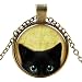 Liumart Black Cat Pattern Pendant Necklace Cute Cat Glass Dome Jewelry