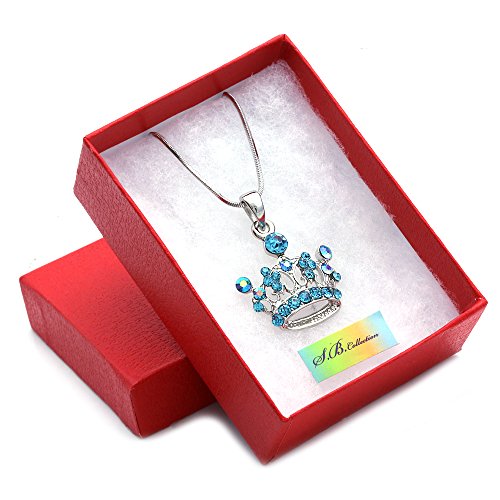 Princess Crown Tiara Pendant Necklace Pink Rhinestones Fashion Jewelry2