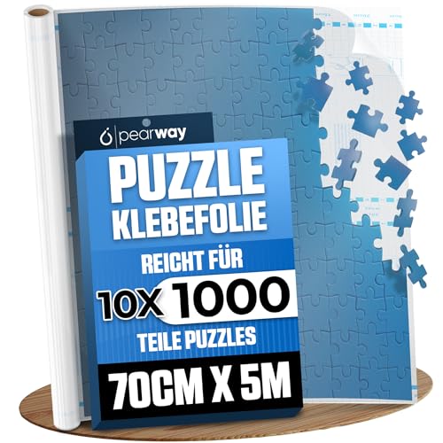 Extra starke Puzzle Klebefolie - in Sekunden zuschneiden aufkleben & aufhängen - 5m lange Rolle Folie selbstklebend & transparent - Puzzle Kleber - Puzzlekleber für 1000 Teile - Holzpuzzle Kleber