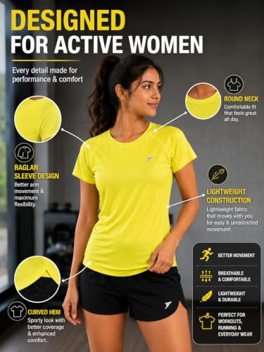 Image of sportywear Polyester Woman Sports T-Shirt Quick Dry Breathable Active Wear Tee |GYMING,Yoga