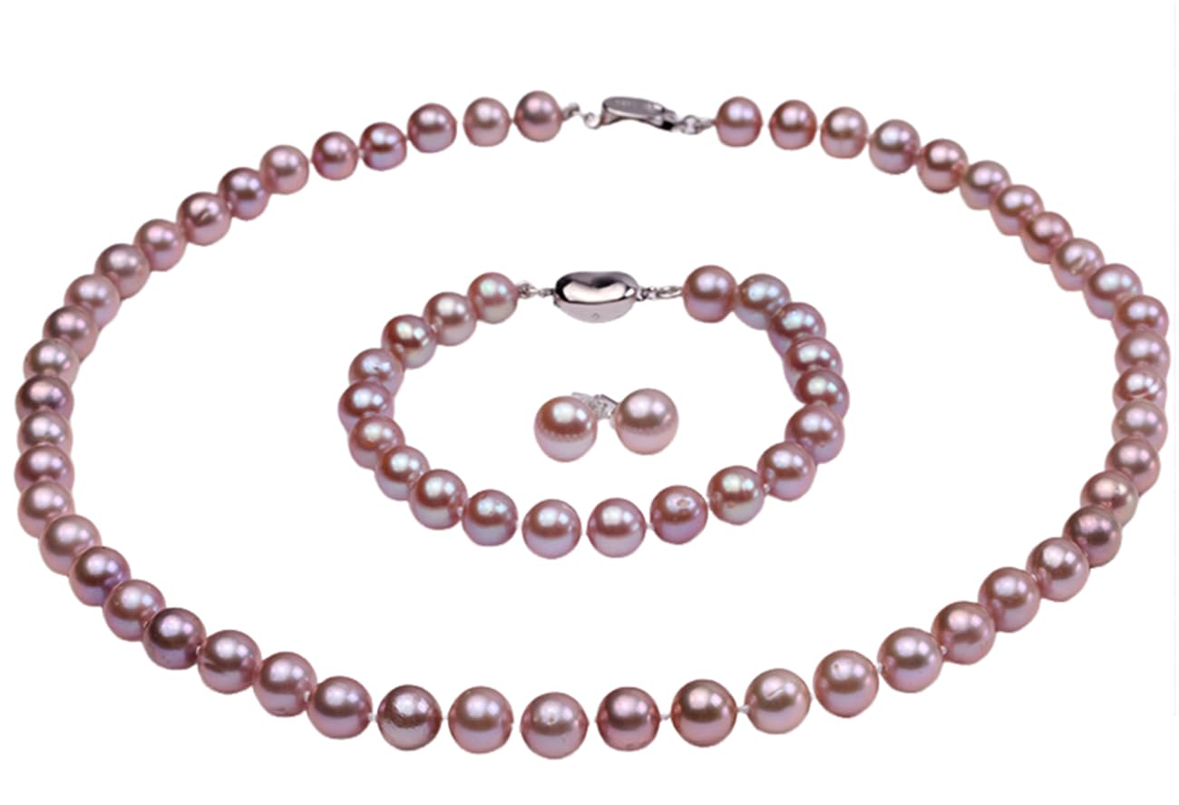 Perles d'eau douce lavande AAA : parure d'exception en argent sterling nouée main - 8