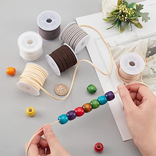Ph Pandahall 6 Rolls 5.5 Yard/Roll 3Mm Flat Micro Fiber Faux Leather Suede Cords Lace Velvet Beading String For Bracelet Necklace Jewelry Making, 6 Colors #TOP6