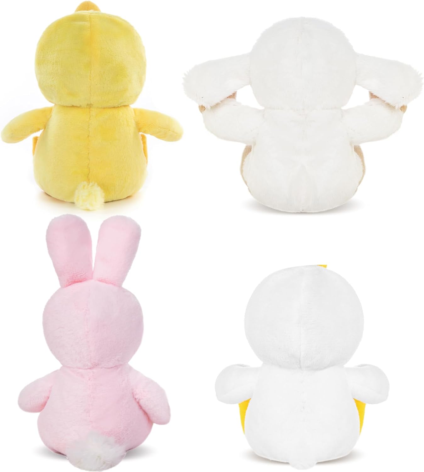 My OLi 4 Pack Easter Stuffed Animals for Kids 7" Easter Plush Toys: Bunny, Chicken, Duck and Sheep with Flippable Hats Small Stuffed Animals Costumed Teddy Bears Gifts for Kids Babies Boys Girls