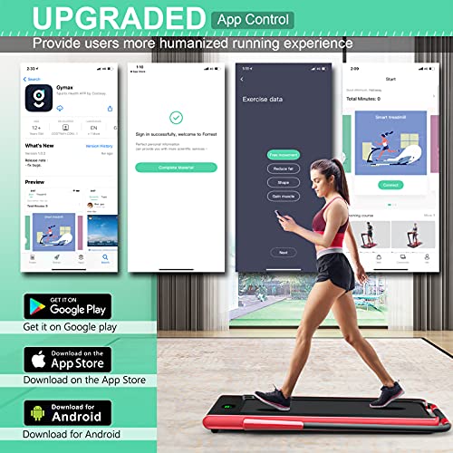 Image of GYMAX Walking Pad, 2 in 1 Free Installation Under Desk Treadmill with Smart App, Remote Control & LED Display, 2.25HP Foldable Portable Compact Running Machine for Small Spaces Home Office