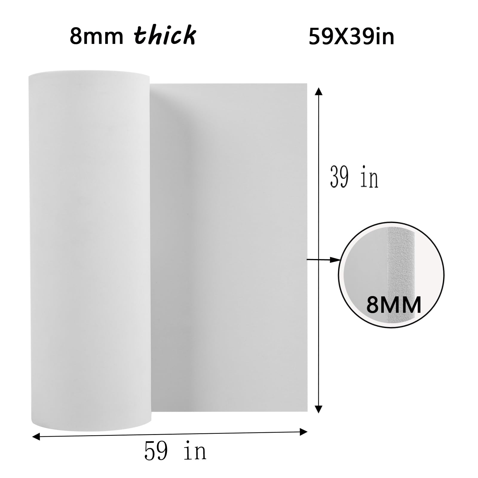 8 mm EVA-Schaumstoff-Rollen zum Basteln, weiß, Cosplay-Schaumstoff