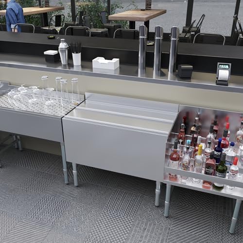 Image of AmGood 18.5 in. x 36 in. Underbar Ice Bin with Sliding Lid | NSF | Stainless Steel Ice Chest with Sliding Lid