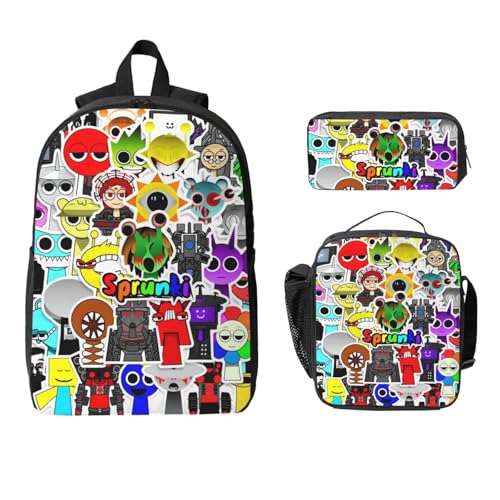 Cute Cartoon Backpack Set Large Capacity Laptop Travel Work Backpacks Set 3in 1