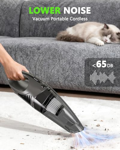 Image of Handheld Vacuum Cordless, 11KPA Strong Suction & 25 Mins Runtime Brushless Motor, Rechargeable Car Vacuum Cleaner with 2 HEPA Filter /Multi-Accessories /Lightweight, for Home /Car /Office Cleaning