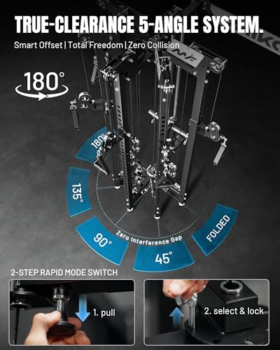 Image of Mikolo Folding Squat Rack, Wall Mounted Power Rack with Cable Crossover Machine & LAT Pull Down, Functional Trainer with 5 Adjustable Function Modes, Home Gym Package