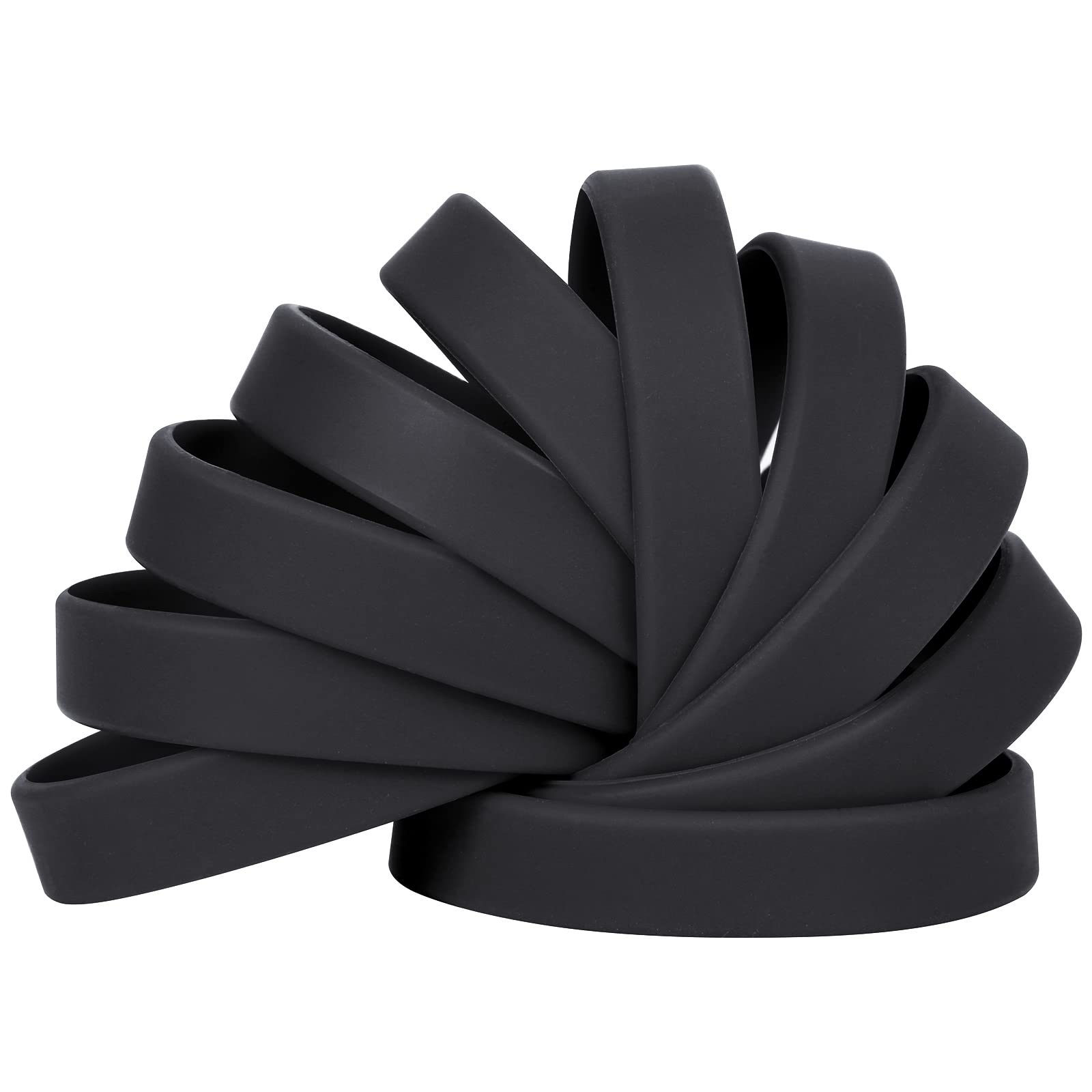 LVNRIDS 100 pcs Silicone Wristbands 7 inch Rubber Bracelets Black for Children and Teens, Sports Rubber Elastic Wristband Bracelet Bulk Gifts for Teacher Supplies Graduation Party Favors