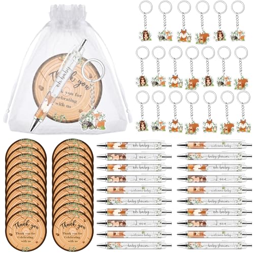 20 Sets Baby Shower Favors Gifts for Guests Include 20 Ballpoint Pens 20 Cute Animal Keychains 20 Thank You Greeting Cards 20 Organza Bags Baby Shower Party Favors Gender Reveal Souvenirs Prizes
