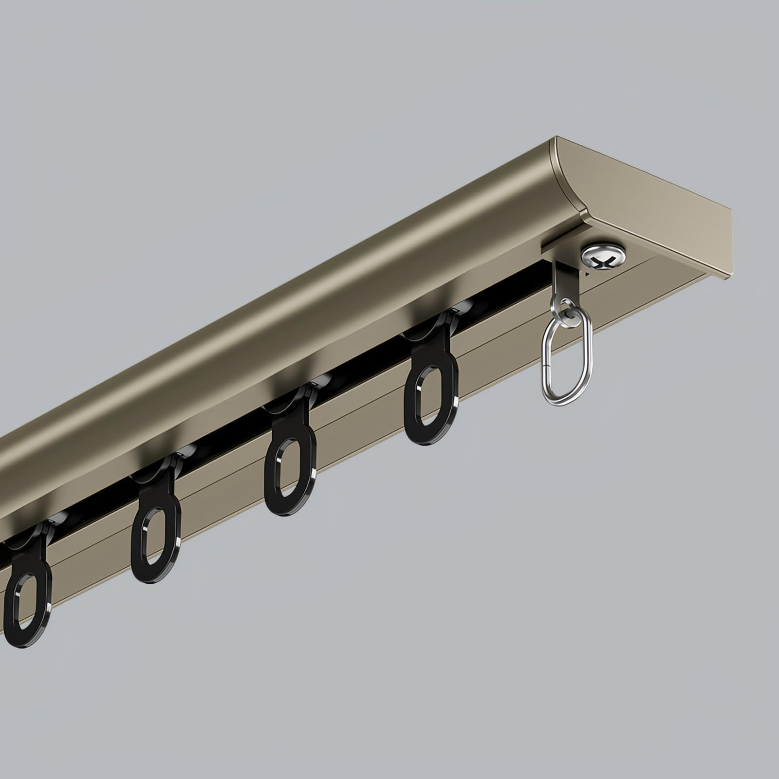 Rail coulissant invisible de 440 cm en aluminium champagne pour rideau de plafond