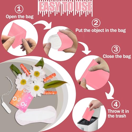 Image of 110pcs Sanitary Napkin Disposal Bags, Women Tampon Disposal Bags, Sealed Opaque Feminine Hygiene Disposal Pads Bag for Privacy, Pink