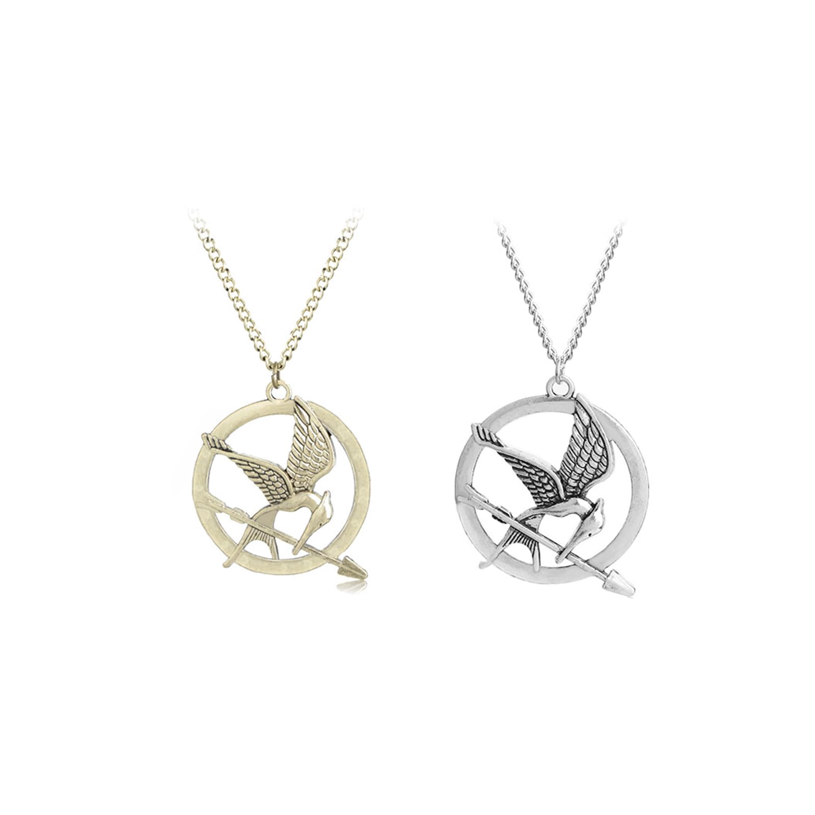 2 Pcs Hunger Games Necklace,Mockingjay Necklace,Anime Necklaces with Mockingjay Pendant,Anime Movies Cosplay Jewelry Accessories Charm Gifts for Man Women Friends