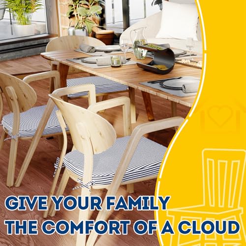 Image of AAAAAcessories D-Shaped Chair Cushions, Featuring Ties and Removable, Machine-Washable Cover, 2'' Thick Seat Pads for Kitchen and Dining Rooms, 17'' x 16'', Set of 2, Pinstripe Dark Gray