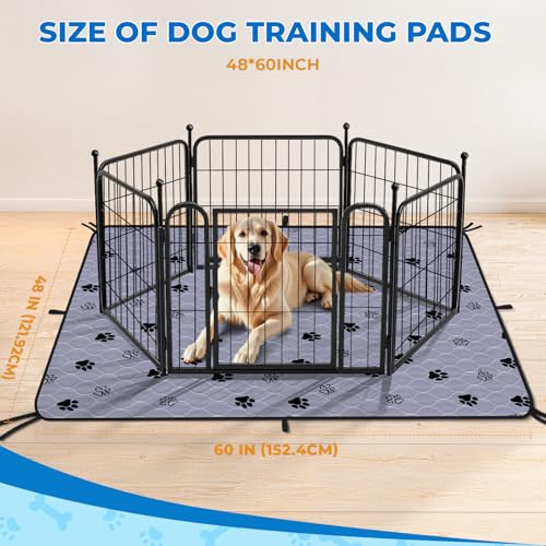 Image of Fostanfly Non-Slip Washable Pee Pads for Dogs, 2 Pack 48''x60'' Extra Large Ultra-Absorbent and Leak-Proof Reusable Potty Training Pads for Dogs, Puppy and Cats of Add 8 Lanyards