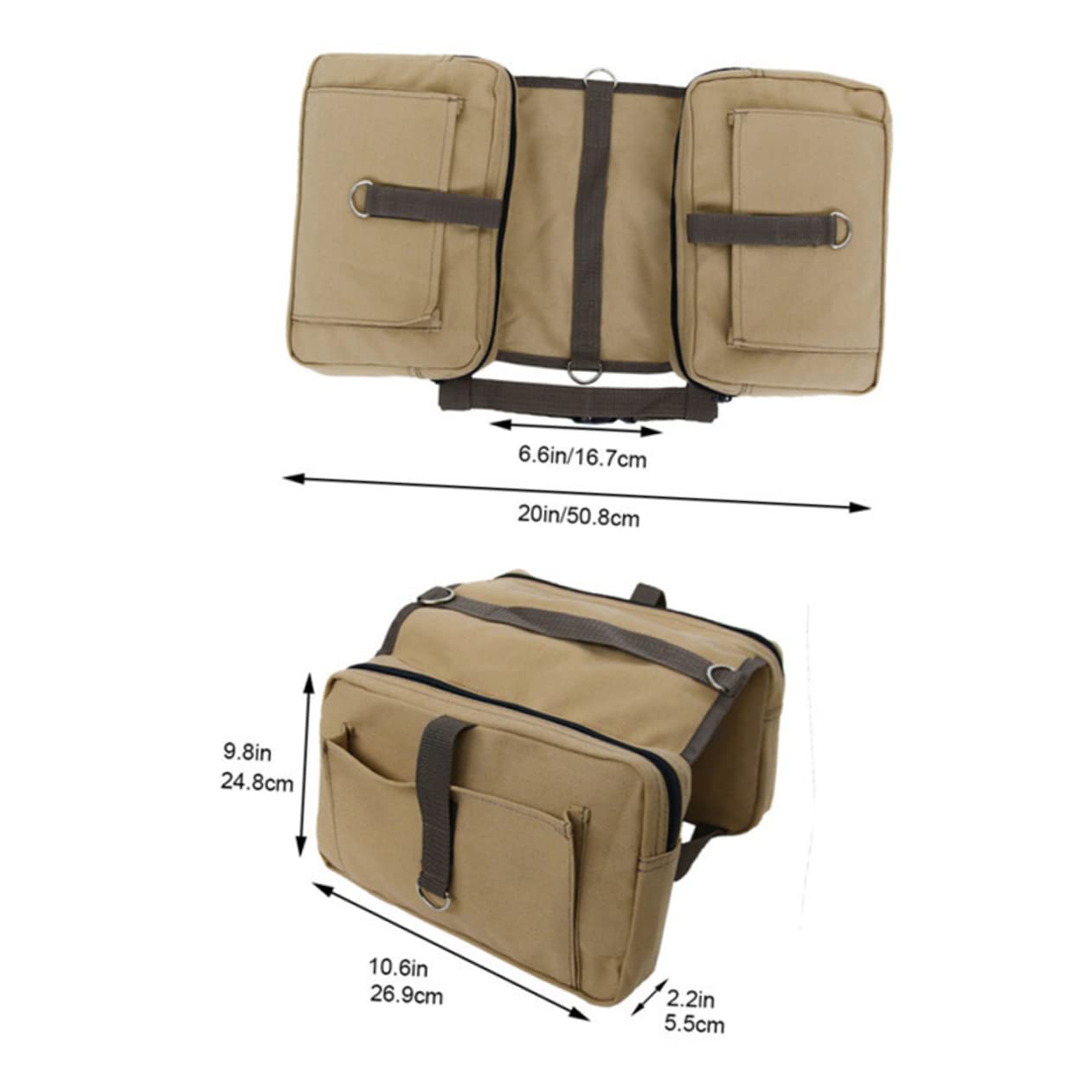 Abaodam Pet Dog Outdoor Backpack Adjustable Dog Camping Saddlebag for Hiking Portable Travel Pack with Side Pockets for Snacks and Supplies Khaki