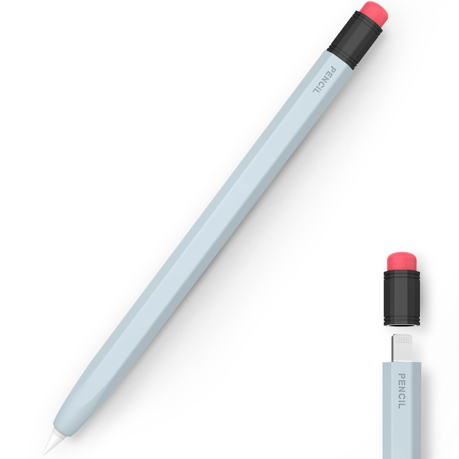 Apple Pencil Case for Apple Pencil First Generation, Silicone Protective Case, Compatible with Charging, Light Blue-image-13