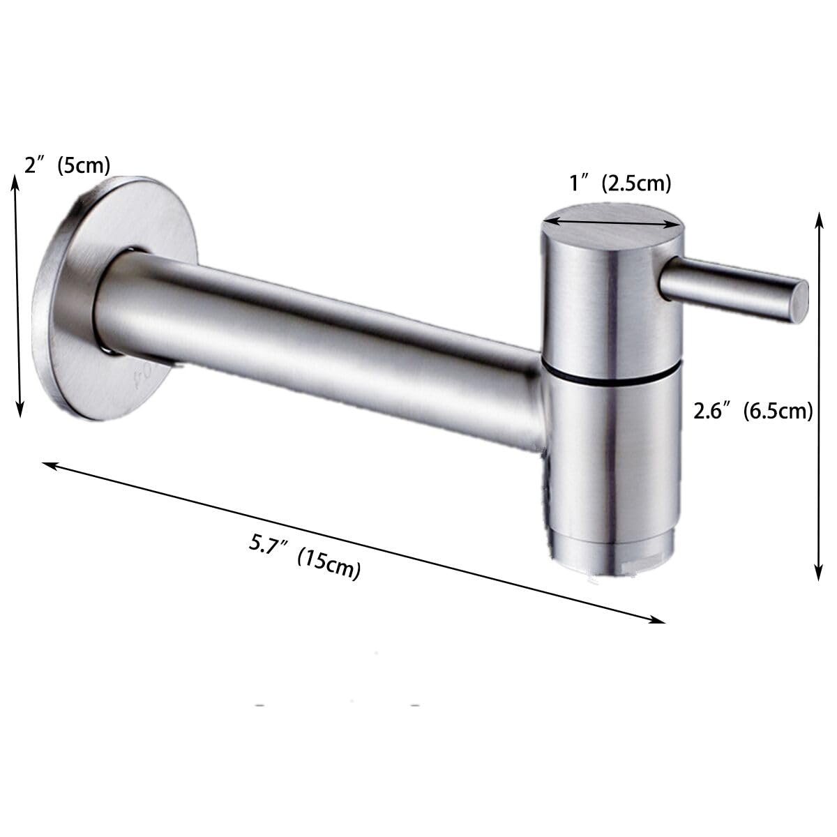 Wandmontage Rvs Badkamer Wastafel Kraan, Mop Vijver Wasmachine Koud Water Tap, Tuin Patio Toilet Kranen, G1/2'' Draad