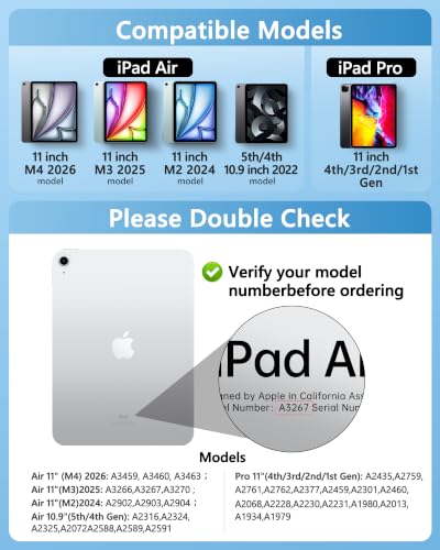 Image of Clear Keyboard Case for iPad Air 11 inch (M4 /M3 /M2, 2026 /2025 /2024) & iPad Pro 11 inch(1st /2nd /3rd /4th) & 10.9 inch iPad Air 4 /5th Gen, 7-Color Backlit Keyboard with Trackpad and 360Rotating, White