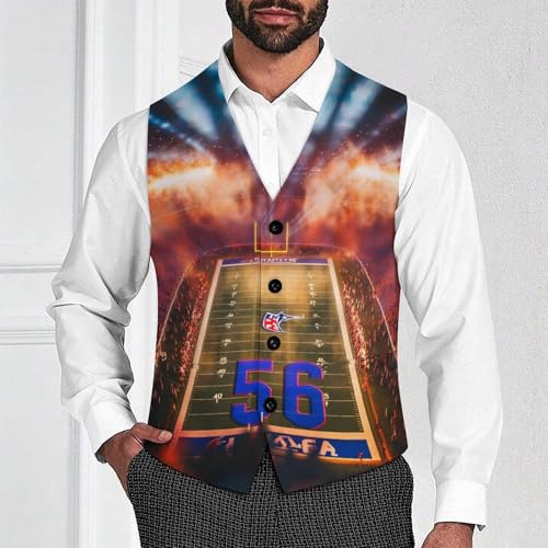 Football Field Men's Suit Vests Business Formal Dress Vest V-Neck Waistcoat for Wedding Casual2