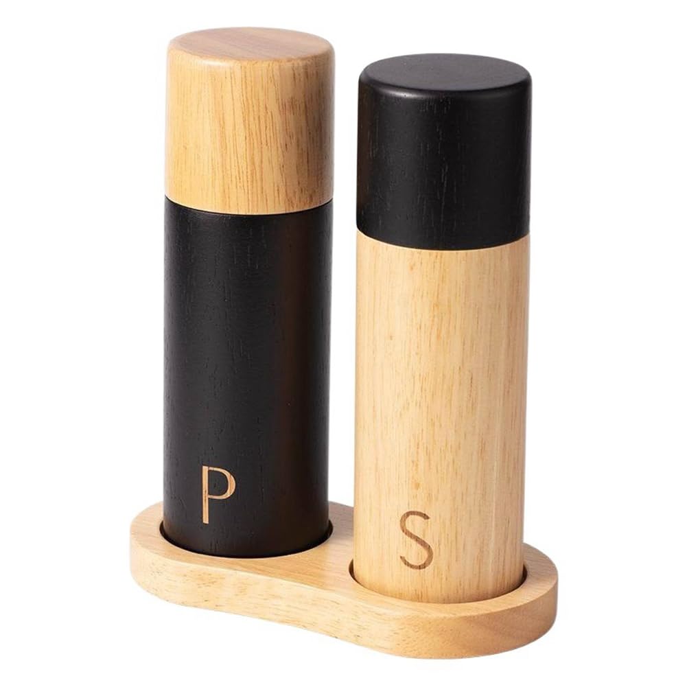 CTRLZS Oak Wooden Pepper and Salt Mill Sets with Box Multifunction Spice Grinder Refillable Pepper Salt Grinder