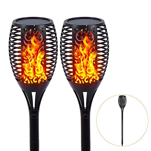 Luces Jardín Solares, Luces Solares Al Aire Libre, Parpadeo Solar Bailando Luces de la Antorcha A Prueba de Agua Lluminación del Paisaje de Atardecer Encendido/Apagado Automático(2 pcs)