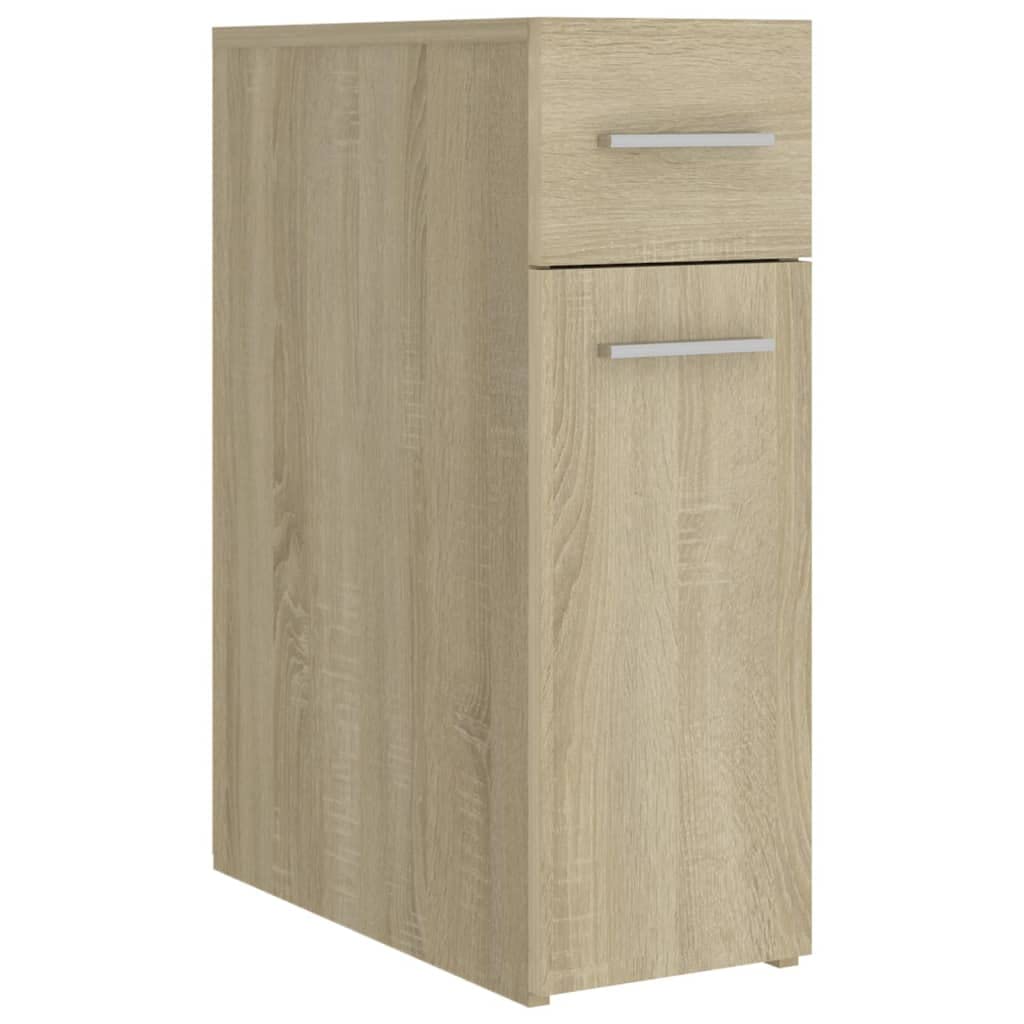 Armario farmacéutico de madera de roble Sonoma, 20 x 45,5 x 60 cm, armario de almacenamiento con fijación a la pared, robusto y ahorra espacio, para baño, pasillo y cocina