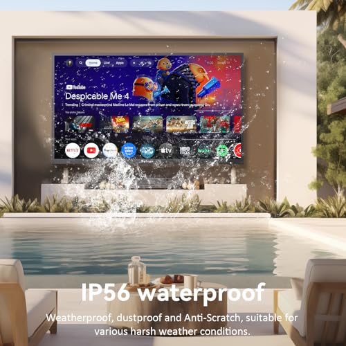 Image of SYLVOX Outdoor TV, 43 inch Smart TV Waterproof Outdoor TVs, 4K Weatherproof Television for Outside, Support Google Assistant, Chromecast, 1000 nit Brightness Partial Sun (Deck Pro 3.0)