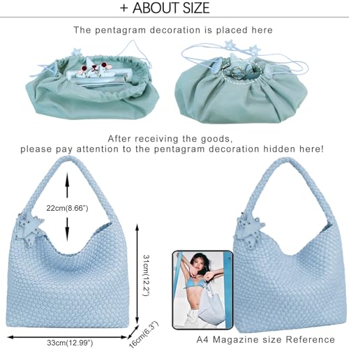 Image of Woven Tote Bag for Women, Shoulder Handbags, Beach Hobo, Handwoven Satchel Underarm Bag, Top-Handle Bag With Purses