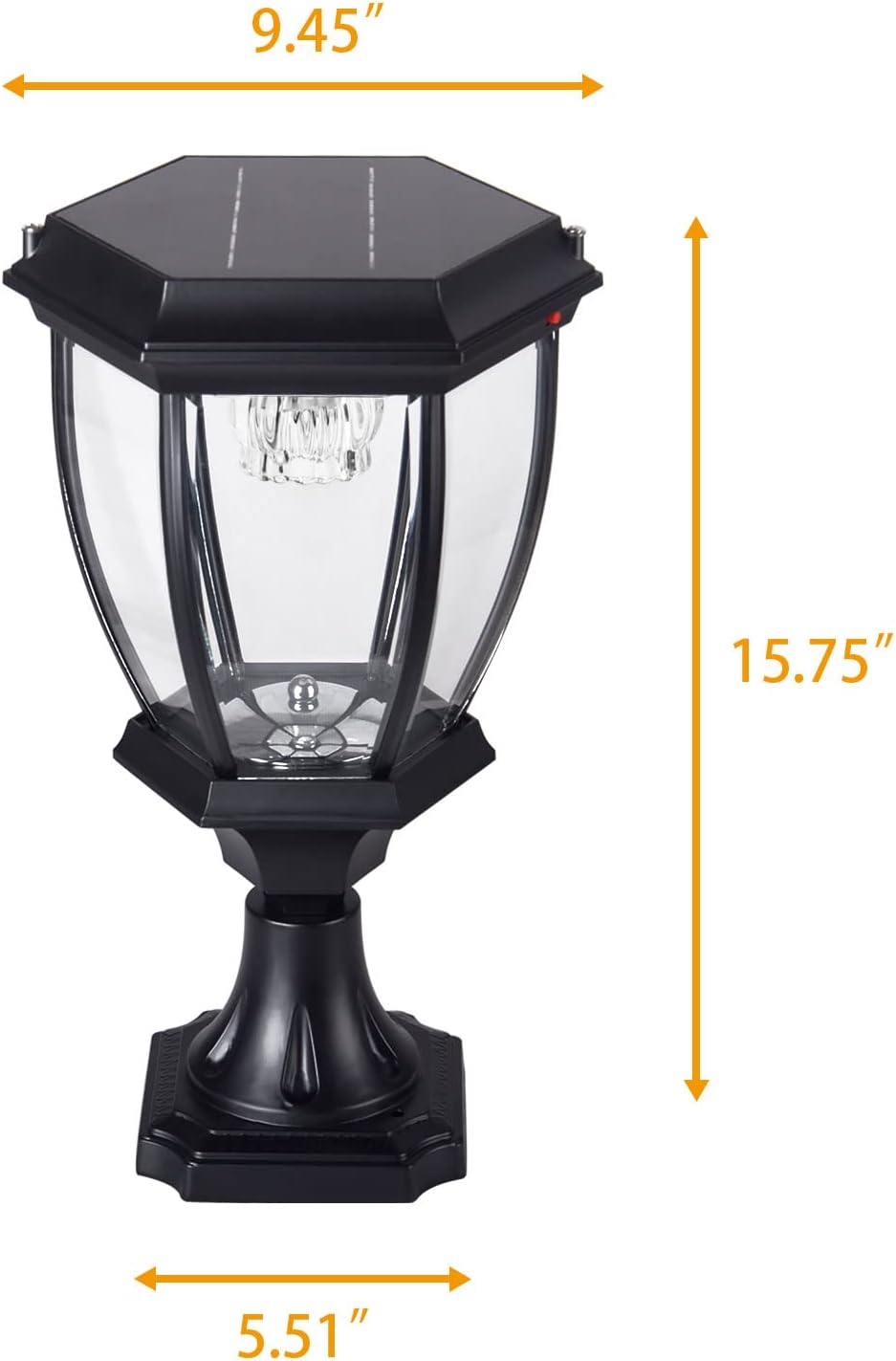 Kendal Large Outdoor Solar Powered LED Light Lamp (Black-8408-2packs)