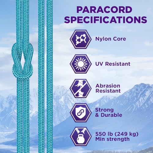 Image of TECEUM Reflective Paracord Rope 1000 - 1000ft /200ft /100ft /50ft - 40+ Colors - Glow in the Dark - para Cord - Utility Rope for Survival, Hunting & Camping Gear - Nylon String, Camping Rope, Tent Cord