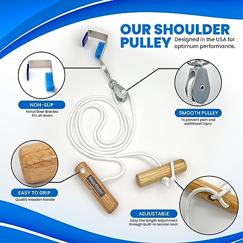 RangeMaster Econo Ranger Shoulder Pulley │ Physical Therapy Exercises │ Aids in Recovery and Rehabilitation │ Increases Mobility │ Wooden Handles for Comfort │ Metal Bracket Door Attachment