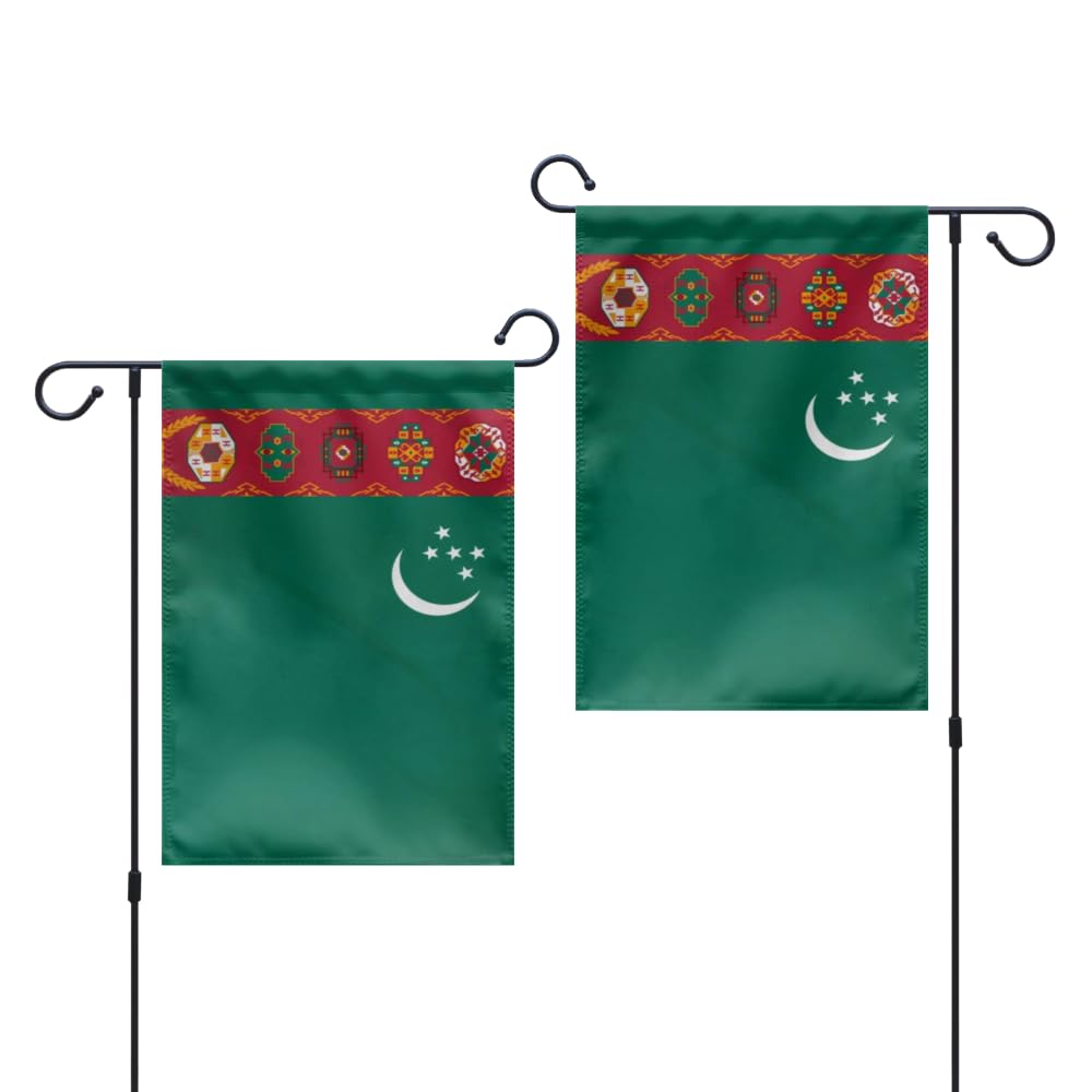 GIEAMTYU 1 Pcs Double Sided Turkmenistan Garden Flags 12x18inch,220D Sturdy Polyester,Turkmen Flags for Garden Yard Decor.