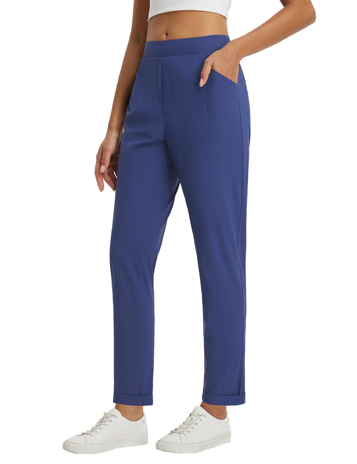 baleaf Womens Pants Petite Travel Stretchy Work with Zip Pockets Slacks