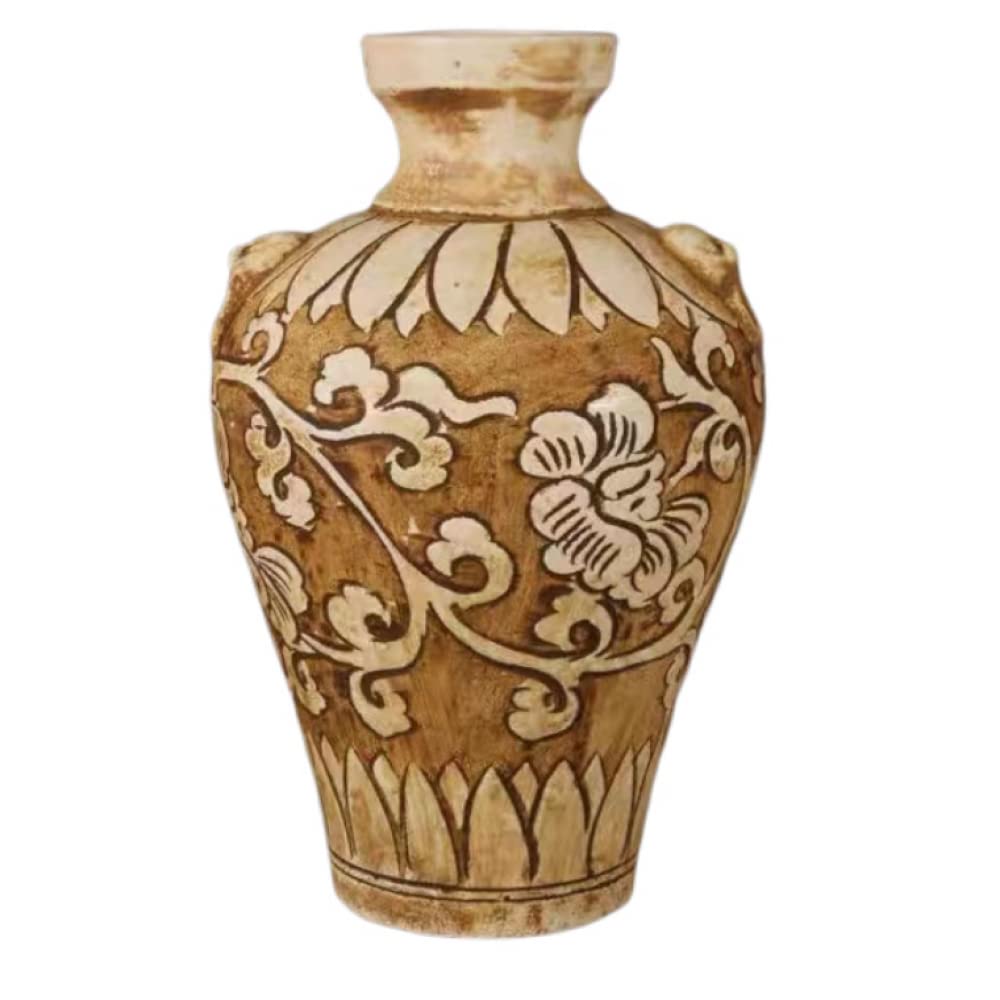 asdchZen Ceramic Vases Ginger Jar For Home Decor, Flower Birds Pattern Temple Jar Vase Traditional Chinese Porcelain Dried Flower Vases Decoration -23.5×15Cm,23.5×15cm