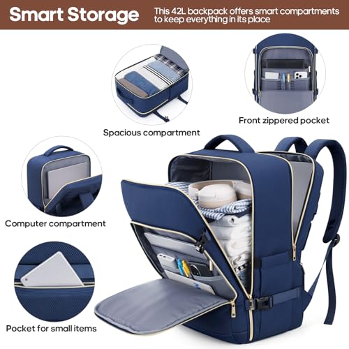 Image of Luggage Sets 3 Piece, Carry On Luggage 20In With Spinner Wheels,PC Hardside Suitcase Set with TSA Lock,Durable Carry On Suitcase With Travel Backpack for Men (Navy Blue, 3 piece set (BP /20inch))