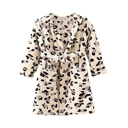 JZLPIN Bébé Encapuchonné Peignoirs de Bain des Gamins Flanelle Pyjamas Robe de Chambre pour Garçons Filles Léopard 100 Cover