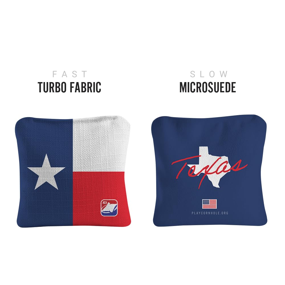 ACA Synergy Pro Dual Sided Cornhole Bags | Texas Design | Set of (4) All-Weather Resin Filled Stick & Slide Corn Hole Bags