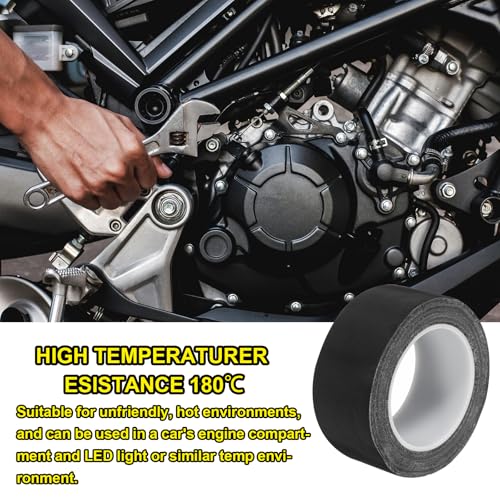 Image of MECCANIXITY Insulating Acetate Cloth Adhesive Tape, 2in x 98ft Black Electrical Heat Resistant Fabric Tape for Laptop Electric Automotive Guitar Repair Wire Harness, 2Pcs