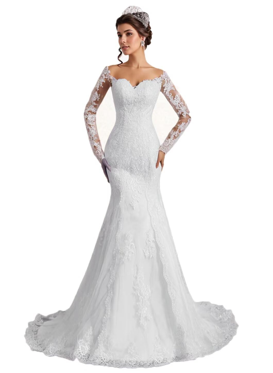 Lace Mermaid Wedding Dress 2025 Strapless Beach Wedding Dresses for Women Bride Applique Tulle Long Boho Bridal Gowns